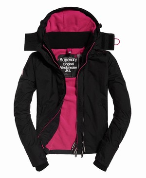 Superdry Pop Cipzár Hood Arctic SD-Windcheater Női Kabát Fekete | QYNWZ5109